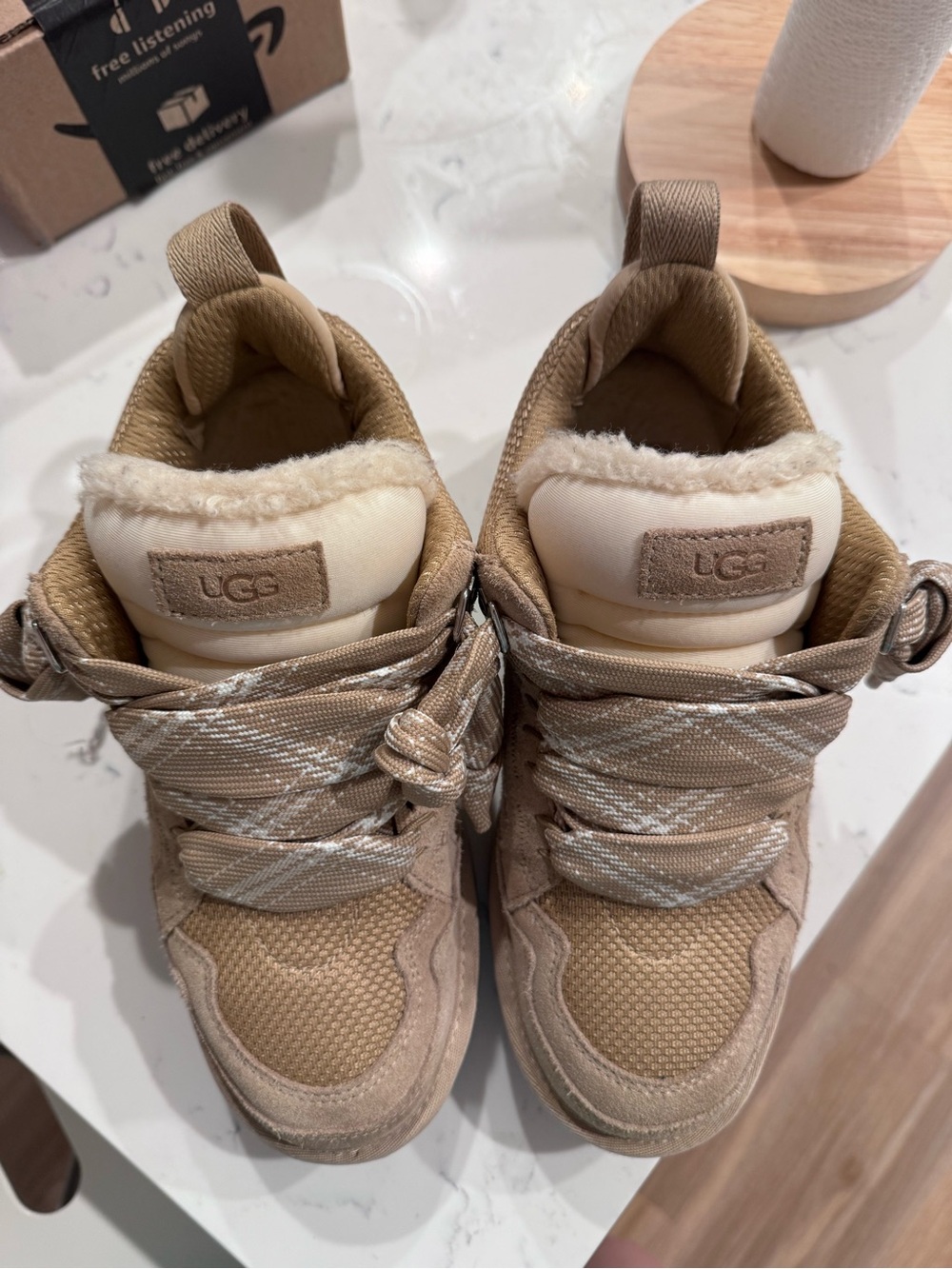 UGG lowmel Beige/Tan Cozy Platform Sneakers - Picture 4 of 7